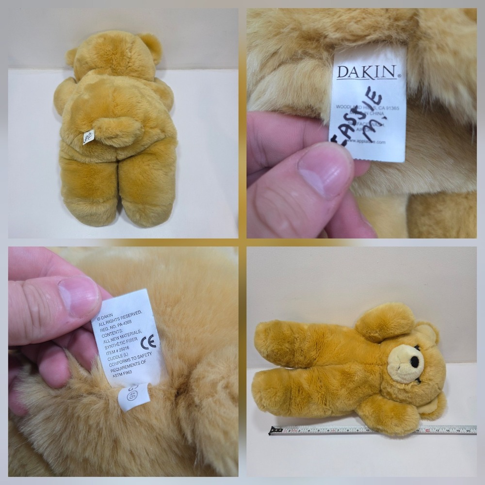 Vintage Dakin Cuddly Teddy Bear Plush Beige Tan Stuffed Animal Toy - Picture 7 of 7